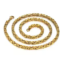 4mm Punk Male Gold Silver Color Stainless Steel Byzantine Box Link Chain Necklace for Women Men Vintage Fashion Jewelry Gifts
